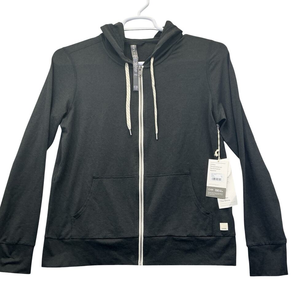 NWT Vuori Women's Halo Performance Hoodie 2.0 Black Heather Sz. M New - Picture 2 of 16